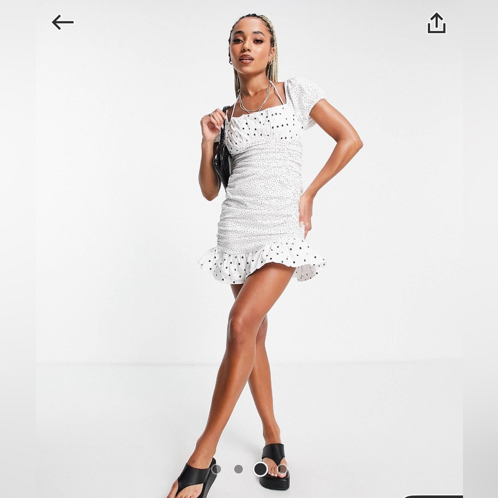 Brand new - ASOS Design white with black spots dress - size US 6